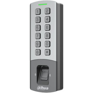 Standalone Zutrittsmodul mit Fingerabdruck-Scanner, Tastatur und MIFARE-Kartenleser, IP65, IK08, grau