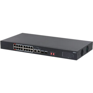 PoE-Switch, 18 Ports, 16 Ports PoE, 2 Ports SFP, 250 m, unmanaged, Desktop, Rack