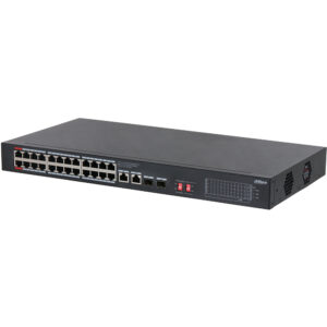 PoE-Switch, 28 Ports, 24 Ports PoE, 2 Ports SFP, 250m, unmanaged, Desktop, Rack