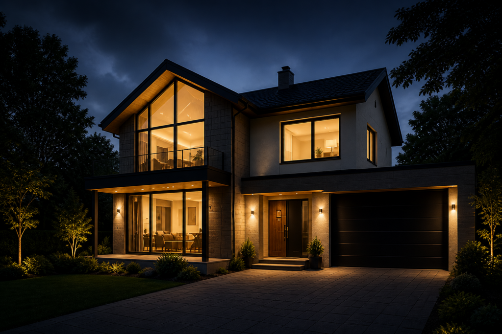 Modernes Einfamilienhaus mit Funkalarmanlage von HECTECH in Heilbronn